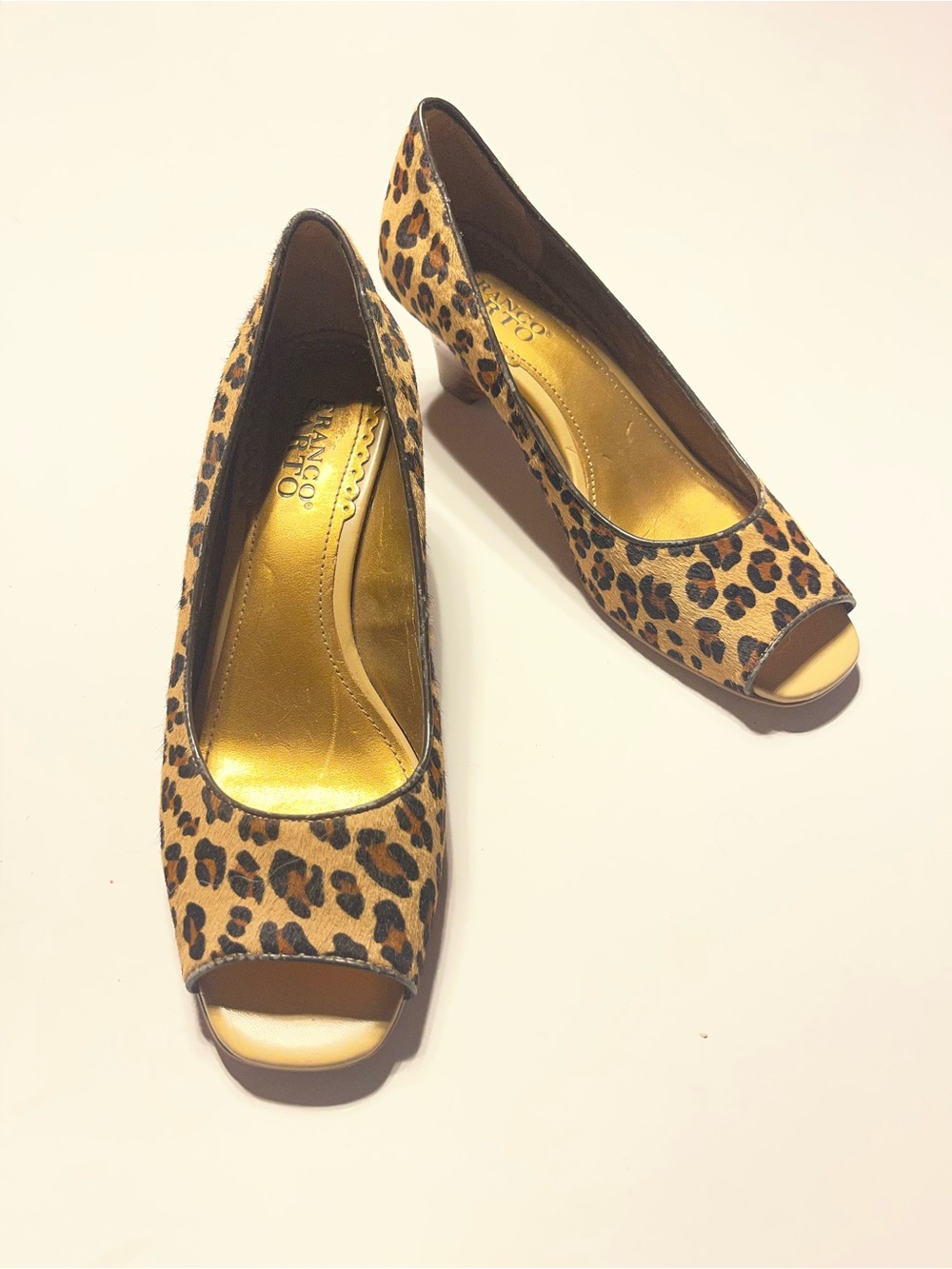 Franco Sarto | Leopard Print Peep-Toe Leather Shoes